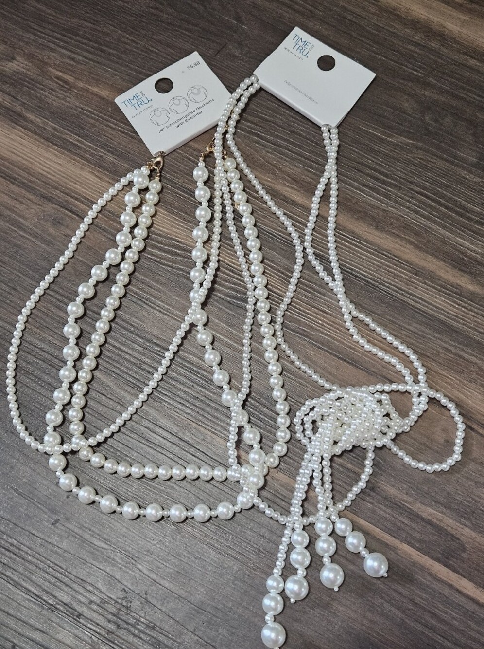Time and Tru White Multi-Strand Faux Pearl Necklace Set